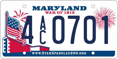 MD license plate 4AC0701