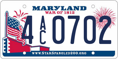MD license plate 4AC0702