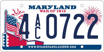 MD license plate 4AC0722