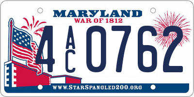MD license plate 4AC0762