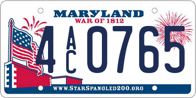 MD license plate 4AC0765