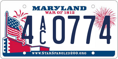 MD license plate 4AC0774