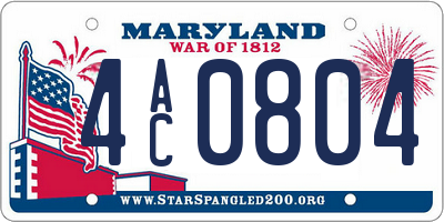 MD license plate 4AC0804