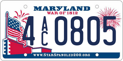 MD license plate 4AC0805