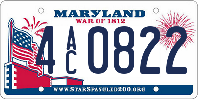 MD license plate 4AC0822