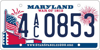 MD license plate 4AC0853