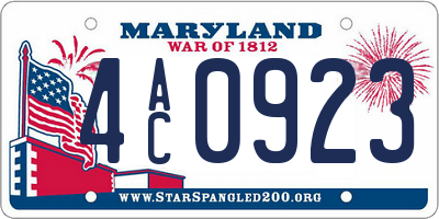 MD license plate 4AC0923