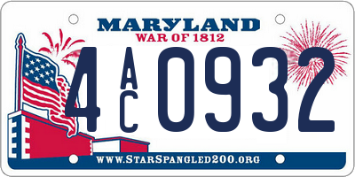 MD license plate 4AC0932