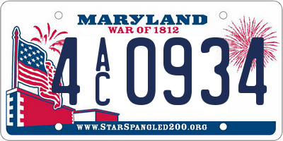 MD license plate 4AC0934