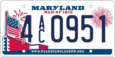 MD license plate 4AC0951