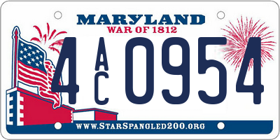 MD license plate 4AC0954