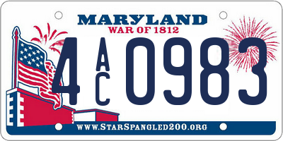 MD license plate 4AC0983