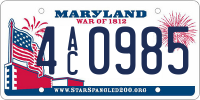 MD license plate 4AC0985