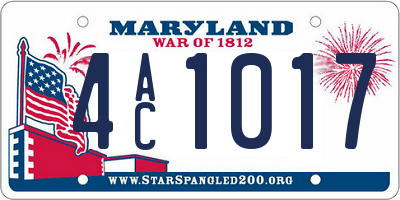 MD license plate 4AC1017