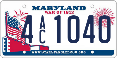 MD license plate 4AC1040