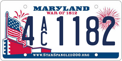 MD license plate 4AC1182