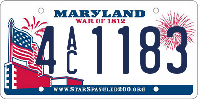 MD license plate 4AC1183
