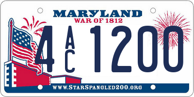 MD license plate 4AC1200
