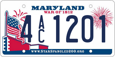 MD license plate 4AC1201