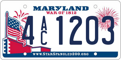 MD license plate 4AC1203