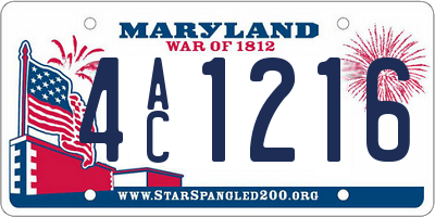 MD license plate 4AC1216