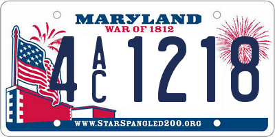 MD license plate 4AC1218