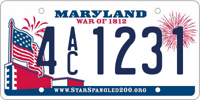MD license plate 4AC1231