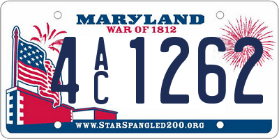 MD license plate 4AC1262