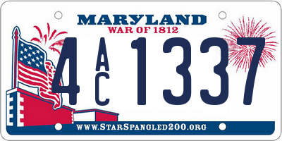 MD license plate 4AC1337
