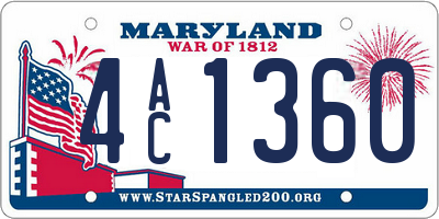 MD license plate 4AC1360