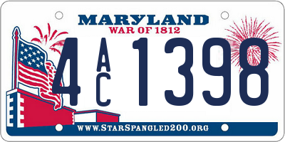 MD license plate 4AC1398
