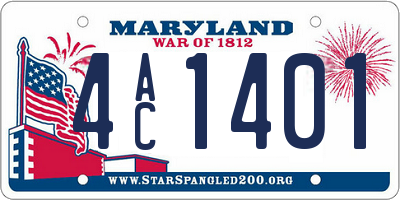 MD license plate 4AC1401