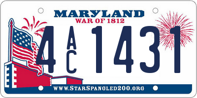 MD license plate 4AC1431