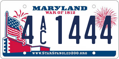 MD license plate 4AC1444