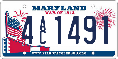 MD license plate 4AC1491