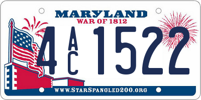 MD license plate 4AC1522