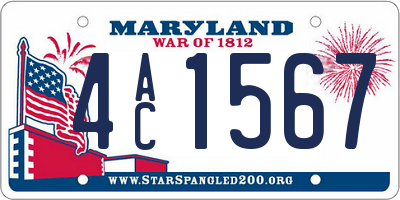 MD license plate 4AC1567