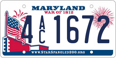 MD license plate 4AC1672