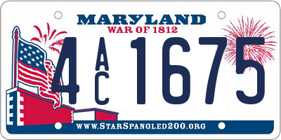 MD license plate 4AC1675