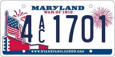 MD license plate 4AC1701