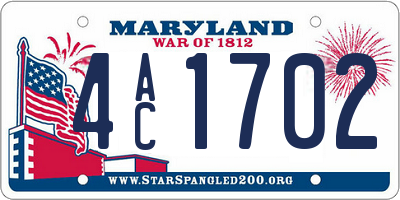 MD license plate 4AC1702