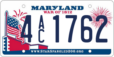 MD license plate 4AC1762