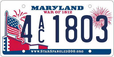 MD license plate 4AC1803