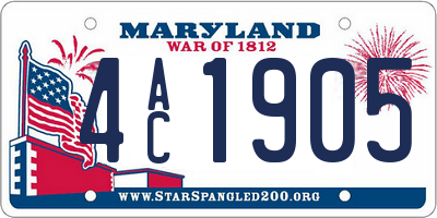 MD license plate 4AC1905