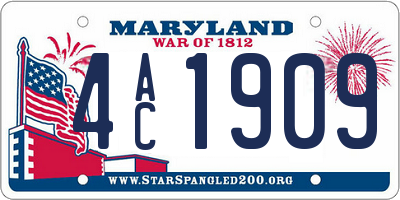 MD license plate 4AC1909