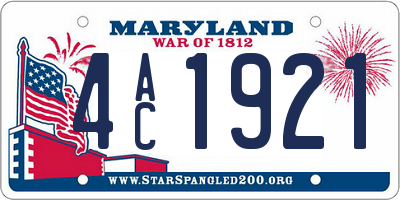 MD license plate 4AC1921