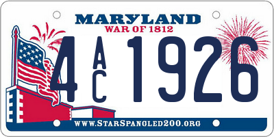 MD license plate 4AC1926