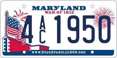 MD license plate 4AC1950