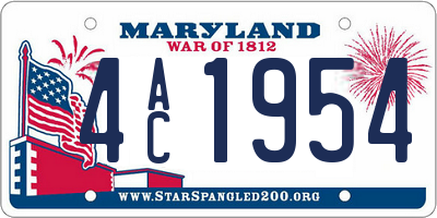 MD license plate 4AC1954