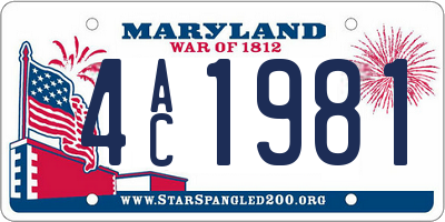 MD license plate 4AC1981